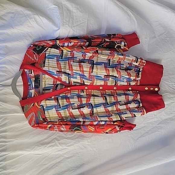 Vintage Mayeelok button front printed sheer blouse - Picture 1 of 8